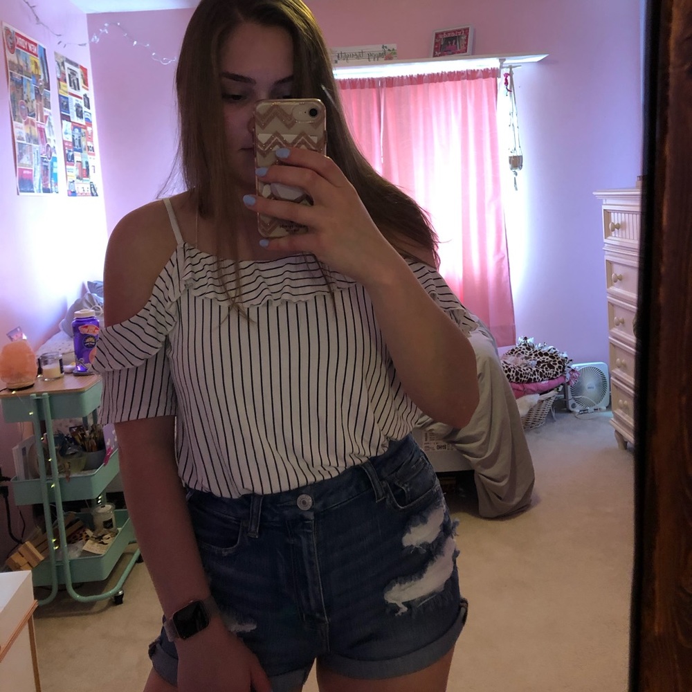 Black and white off the shoulder top